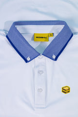 BLUE KNIT COLLAR WHITE POLO WOMEN